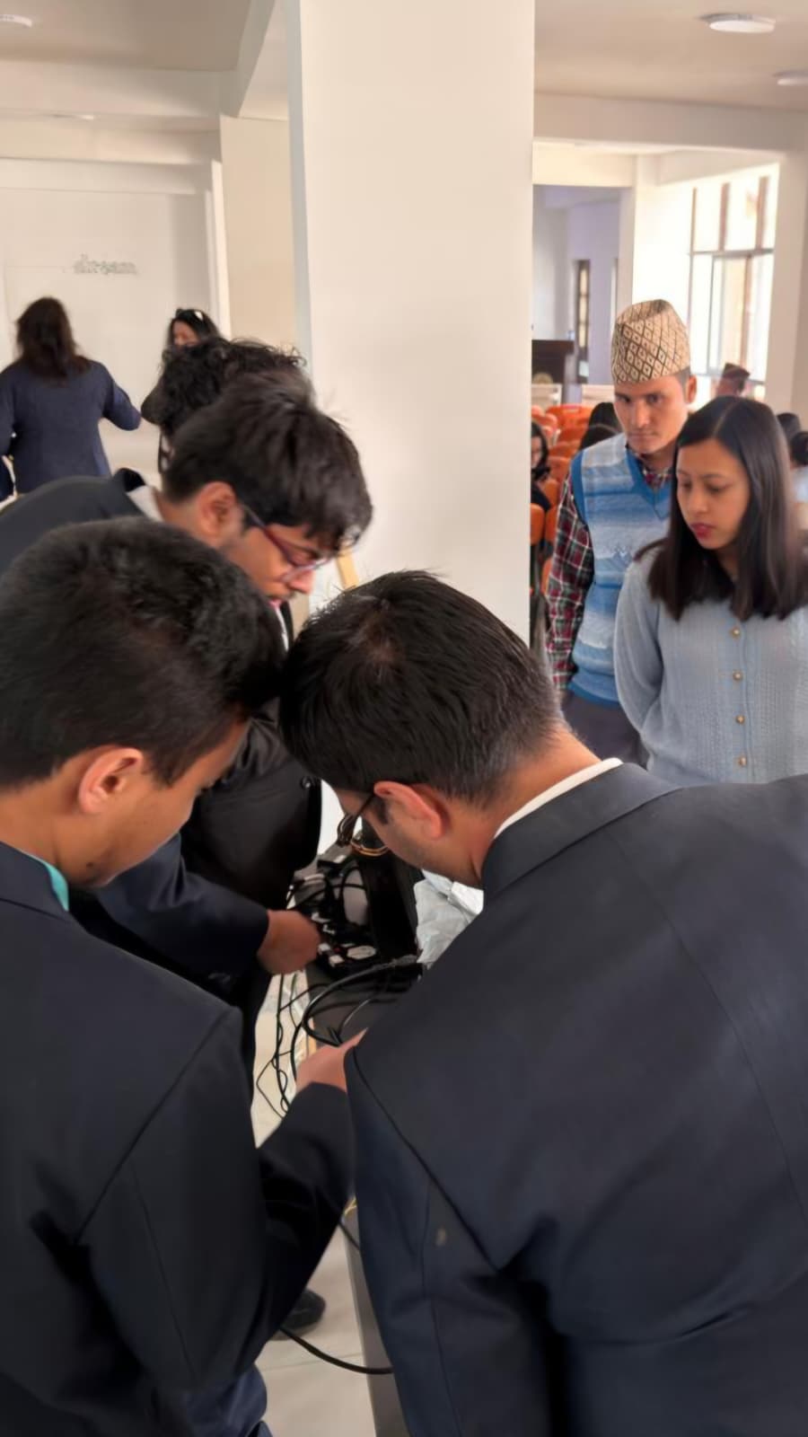 The Arise team demonstrating their voice-activated computer